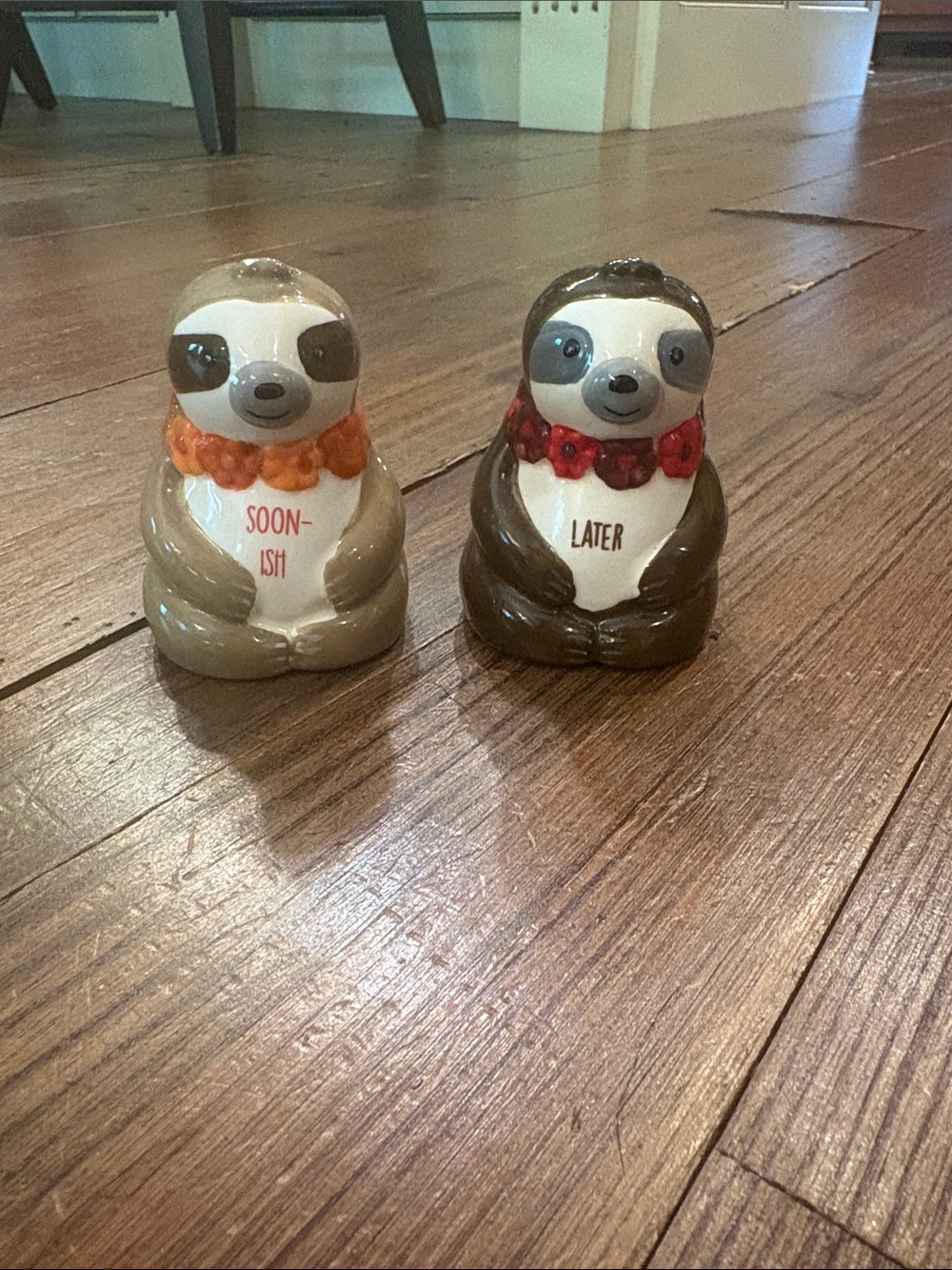 Ceramic Sloth Salt & Pepper Shaker Set - Brown and Tan